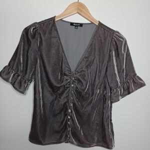 Madewell Charcoal Velvet Blouse